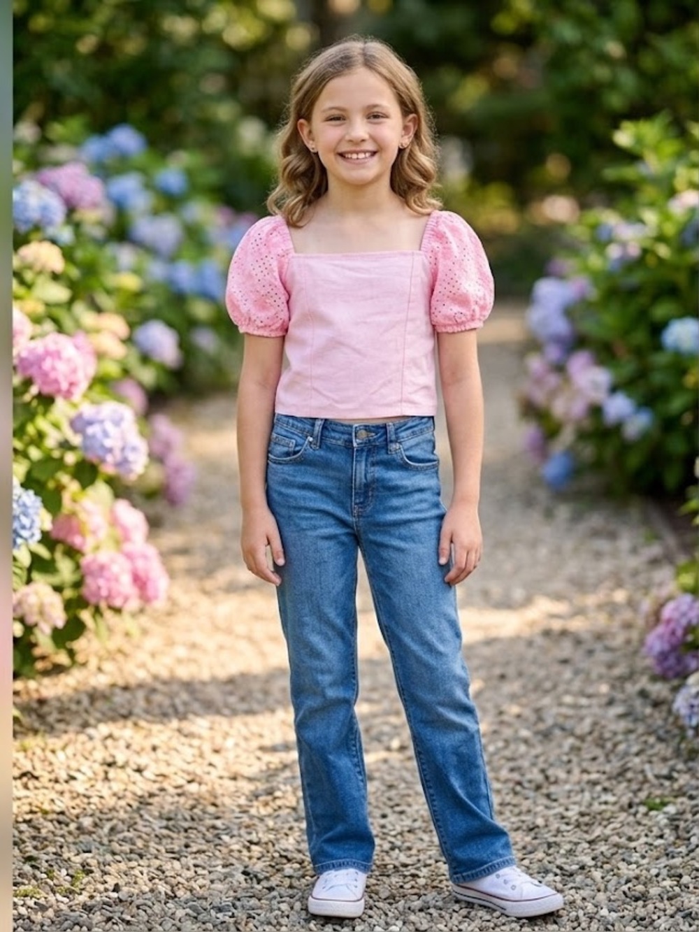 OLD NAVY Light Pink Puff-Sleeve Crop Top for Kids - size 10-12 💚SALE 3/$25